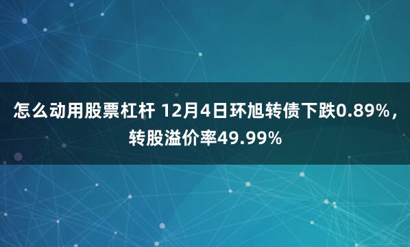 怎么动用股票杠杆 12月4日环旭转债下跌0.89%，转股溢价率49.99%
