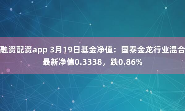 融资配资app 3月19日基金净值：国泰金龙行业混合最新净值0.3338，跌0.86%