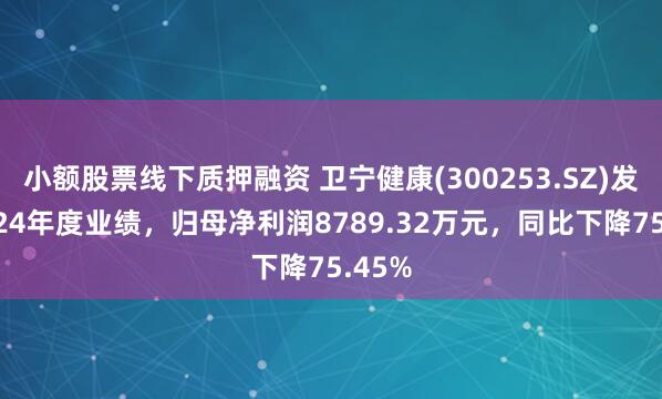 小额股票线下质押融资 卫宁健康(300253.SZ)发布2024年度业绩，归母净利润8789.32万元，同比下降75.45%