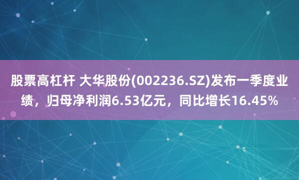 股票高杠杆 大华股份(002236.SZ)发布一季度业绩，归母净利润6.53亿元，同比增长16.45%