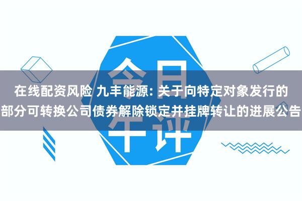 在线配资风险 九丰能源: 关于向特定对象发行的部分可转换公司债券解除锁定并挂牌转让的进展公告