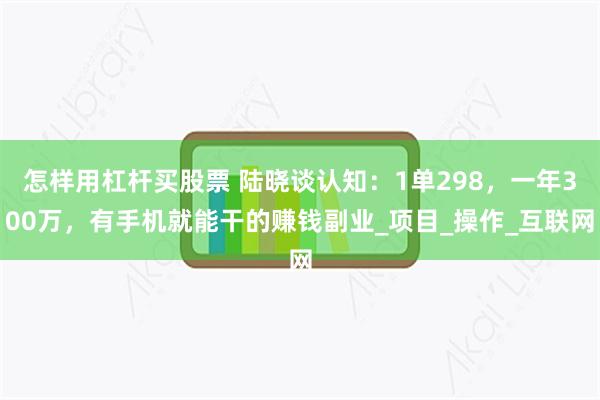 怎样用杠杆买股票 陆晓谈认知：1单298，一年300万，有手机就能干的赚钱副业_项目_操作_互联网